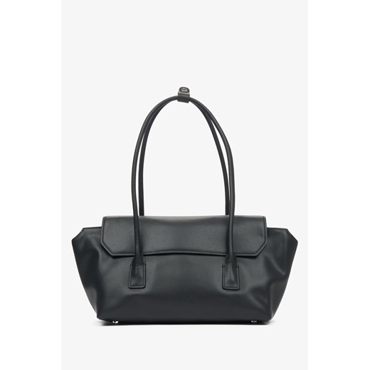 Estro: Czarna skórzana torba damska na ramię z długimi rączkami ze sklepu Estro w kategorii Listonoszki - zdjęcie 177564859