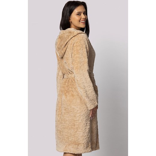 Envie szlafrok damski z kapturem plus size Leopard, Kolor beżowy, Rozmiar 4XL/5XL, Envie ze sklepu Intymna w kategorii Szlafroki damskie - zdjęcie 177568209