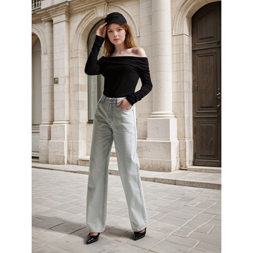 Sinsay - Jeansy wide leg - zielony Sinsay 42 Sinsay