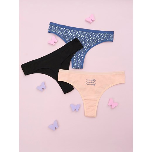 Sinsay - Stringi 3 pack - wielobarwny Sinsay S Sinsay