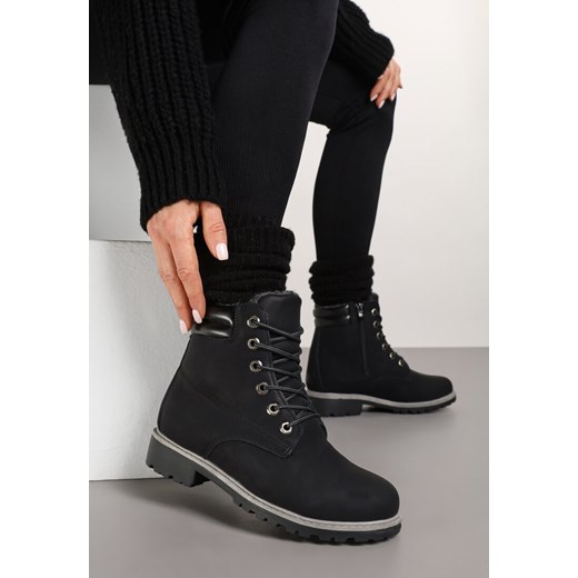 Czarne Traperki za Kostkę z Protektorem Lunielle ze sklepu born2be.pl w kategorii Workery damskie - zdjęcie 177571849