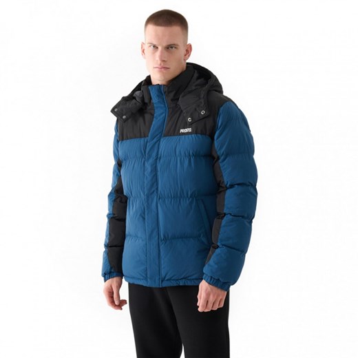 Męska kurtka puchowa pikowana Prosto Winter Adament 3.0 Camo - niebieska ze sklepu Sportstylestory.com w kategorii Kurtki męskie - zdjęcie 177575419