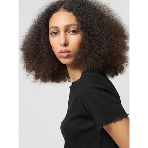 Damski t-shirt crop-top Outhorn OTHWSS24TTSHF1487 - czarny Outhorn L Sportstylestory.com okazja