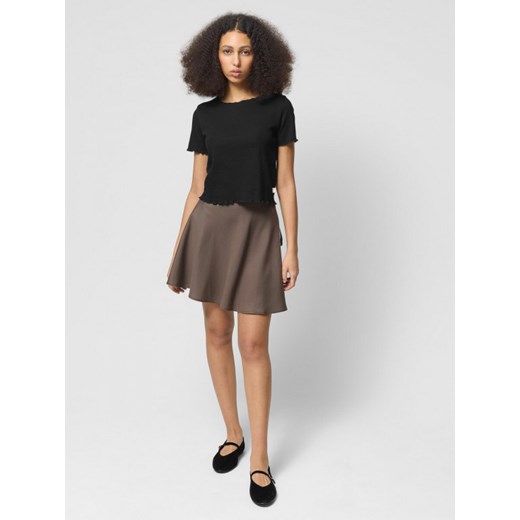 Damski t-shirt crop-top Outhorn OTHWSS24TTSHF1487 - czarny Outhorn L wyprzedaż Sportstylestory.com