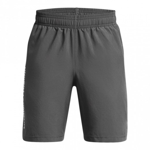 Chłopięce spodenki treningowe Under Armour UA Tech Woven Wordmark Short - szare ze sklepu Sportstylestory.com w kategorii Spodenki chłopięce - zdjęcie 177577258
