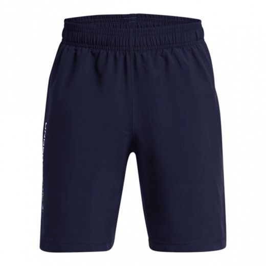 Chłopięce spodenki treningowe Under Armour UA Tech Woven Wordmark Short - granatowe ze sklepu Sportstylestory.com w kategorii Spodenki chłopięce - zdjęcie 177577265