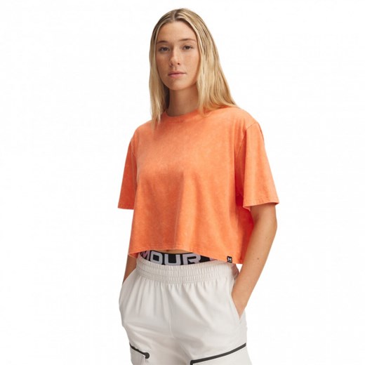 Damski t-shirt basic Under Armour UA Rival Wash SS - pomarańczowy ze sklepu Sportstylestory.com w kategorii Bluzki damskie - zdjęcie 177577269