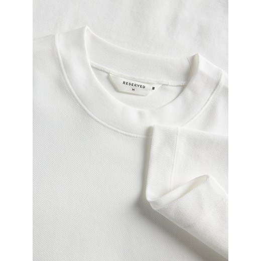 Reserved - Bawełniany t-shirt regular - złamana biel Reserved S Reserved