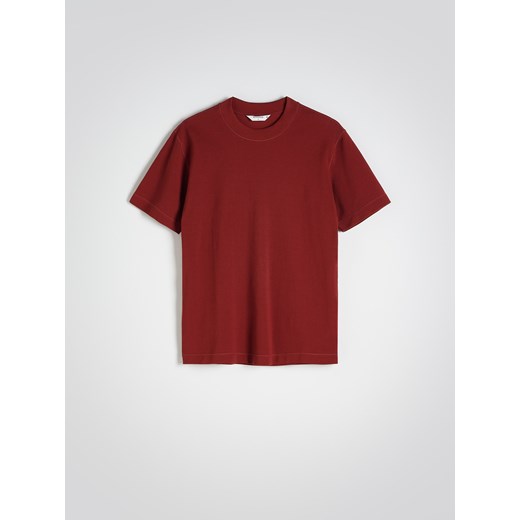 Reserved - Bawełniany t-shirt regular - bordowy Reserved S Reserved