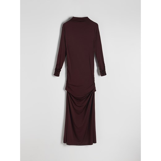 Reserved - Sukienka maxi z ozdobnym marszczeniem - bordowy Reserved S Reserved