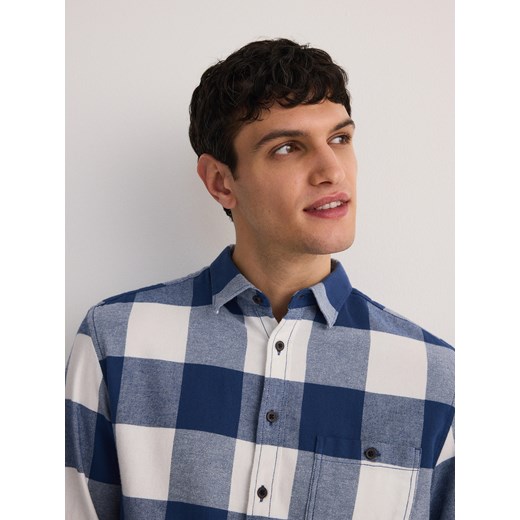 Reserved - Koszula regular z bawełny - granatowy Reserved S Reserved