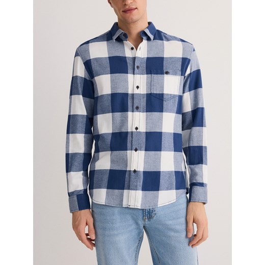 Reserved - Koszula regular z bawełny - granatowy Reserved M Reserved