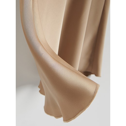 Reserved - Satynowa spódnica maxi - beżowy Reserved L Reserved