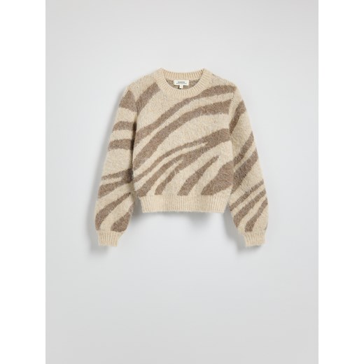Reserved - Żakardowy sweter ze zwierzęcym wzorem - wielobarwny Reserved L Reserved