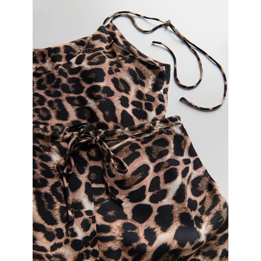 Reserved - Dwuczęściowa piżama z wiskozy - brązowy Reserved S Reserved