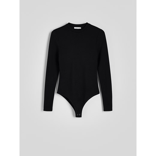 Reserved - Body slim fit z dodatkiem modalu - czarny ze sklepu Reserved w kategorii Bluzki damskie - zdjęcie 177579885