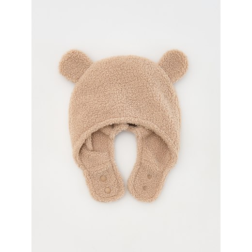 Reserved - Czapka z uszkami z imitacji baranka - brązowy ze sklepu Reserved w kategorii Czapki dziecięce - zdjęcie 177580228