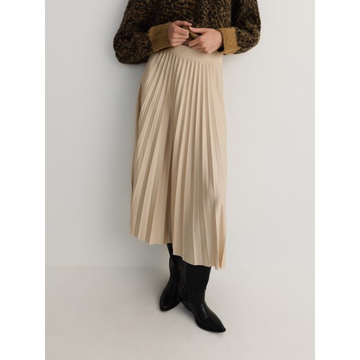 Reserved - Plisowana spódnica maxi - kremowy ze sklepu Reserved w kategorii Spódnice - zdjęcie 177580625