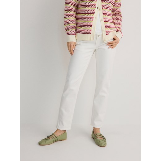 Reserved - Jeansy mom fit - biały Reserved XL Reserved