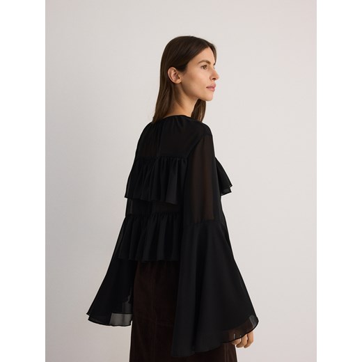 Reserved - Bluzka z obszernymi rękawami - czarny Reserved M Reserved