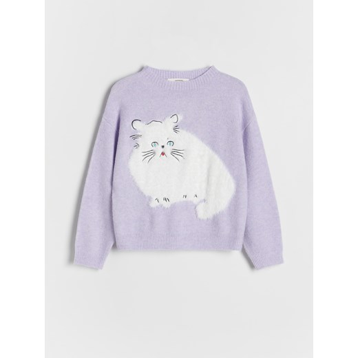 Reserved - Sweter z aplikacją kota - wielobarwny ze sklepu Reserved w kategorii Swetry dziewczęce - zdjęcie 177582248