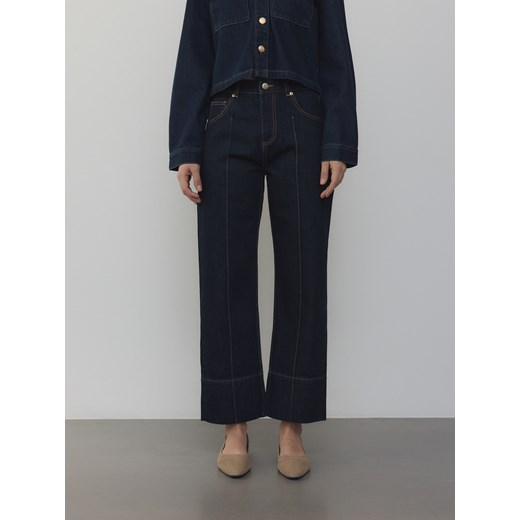 Reserved - Jeansy straight leg z przeszyciami - granatowy Reserved 38 Reserved