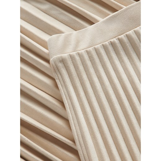 Reserved - Plisowana spódnica z imitacji zamszu - złamana biel Reserved XL Reserved