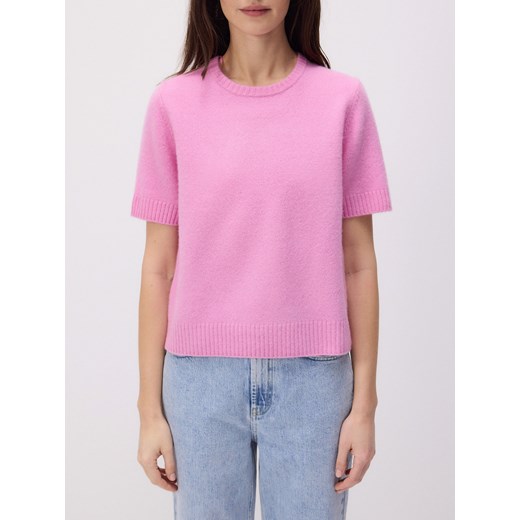 Reserved - Wełniany sweter z krótkimi rękawami - różowy Reserved L Reserved