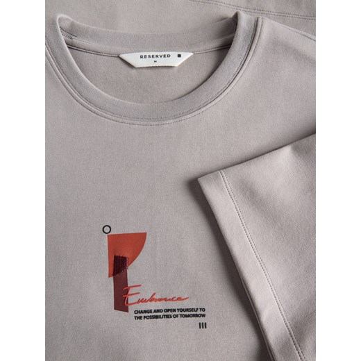Reserved - T-shirt regular fit z nadrukiem - ciemnoszary Reserved XXL Reserved