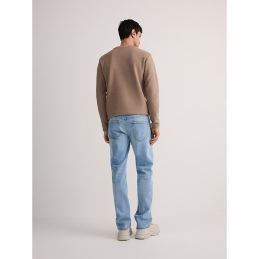 Reserved - Jeansy straight z efektem sprania - niebieski Reserved 36 Reserved