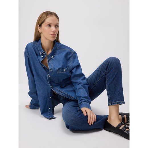 Reserved - Jeansy mom fit slim - granatowy Reserved 42 Reserved