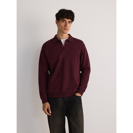 Reserved - Longsleeve polo comfort fit - bordowy ze sklepu Reserved w kategorii T-shirty męskie - zdjęcie 177587365