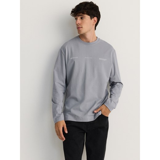 Reserved - Longsleeve regular z nadrukiem - jasnoniebieski ze sklepu Reserved w kategorii T-shirty męskie - zdjęcie 177587378