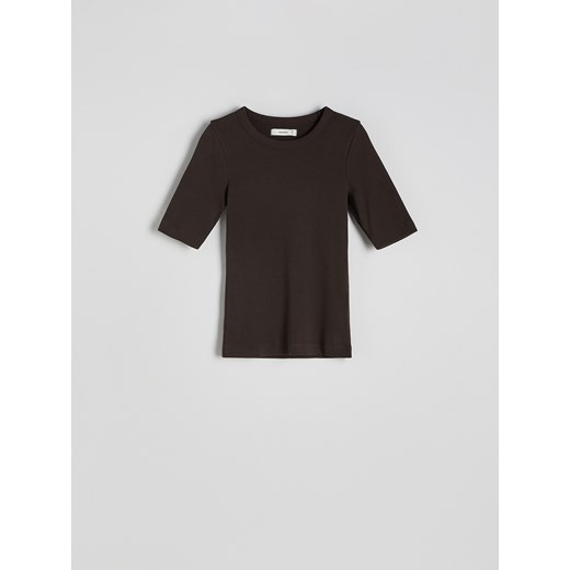 Reserved - T-shirt slim fit - ciemnobrązowy Reserved XS Reserved