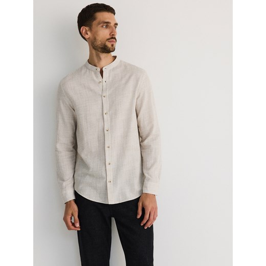 Reserved - Bawełniana koszula regular fit - beżowy ze sklepu Reserved w kategorii Koszule męskie - zdjęcie 177587839