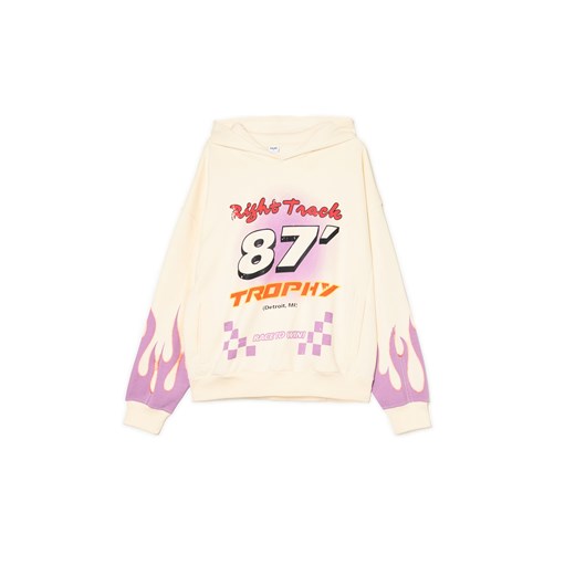 Cropp - Kremowa bluza z kapturem i nadrukiem - kremowy ze sklepu Cropp w kategorii Bluzy damskie - zdjęcie 177588105
