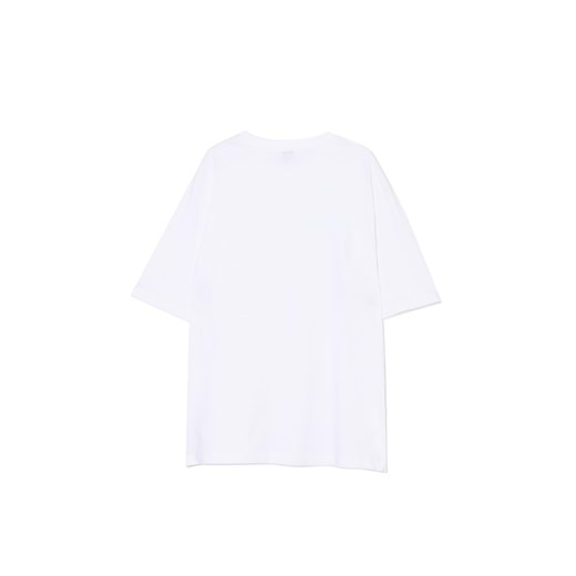 Cropp - Basicowa biała koszulka comfort - biały Cropp XS Cropp