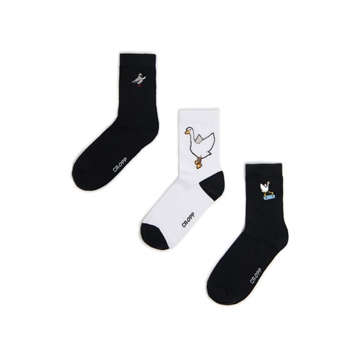 Cropp - 3 pack skarpet z ptasim motywem - czarny Cropp 43-46 Cropp