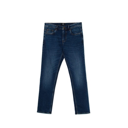 Cropp - Ciemnoniebieskie jeansy slim fit - granatowy ze sklepu Cropp w kategorii Jeansy męskie - zdjęcie 177589359