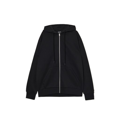 Cropp - Czarna rozpinana bluza z kapturem - czarny ze sklepu Cropp w kategorii Bluzy męskie - zdjęcie 177589709