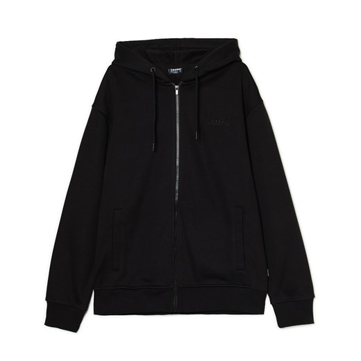 Cropp - Czarna rozpinana bluza hoodie z naszywką - czarny Cropp XXL Cropp