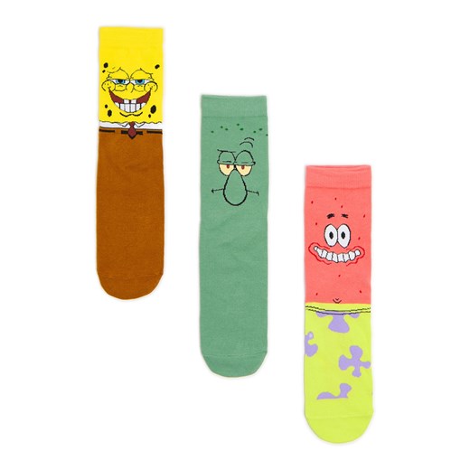 Cropp - Długie skarpety 3 pack ze SpongeBobem - wielobarwny Cropp 43-46 Cropp