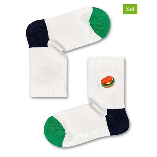 Happy Socks Skarpety (2 pary) &quot;Burger&quot; w kolorze białym Happy Socks 24-26 okazja Limango Polska