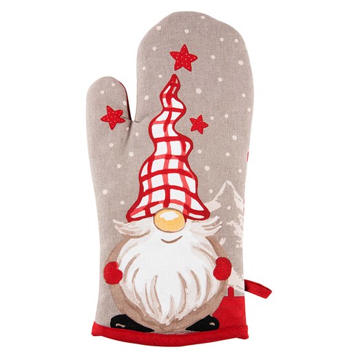 Trendy Kitchen by EXCÉLSA Rękawica kuchenna &quot;Gnome&quot; w kolorze czerwono-szarym - 32 x 18 cm ze sklepu Limango Polska w kategorii Tekstylia kuchenne - zdjęcie 177621579