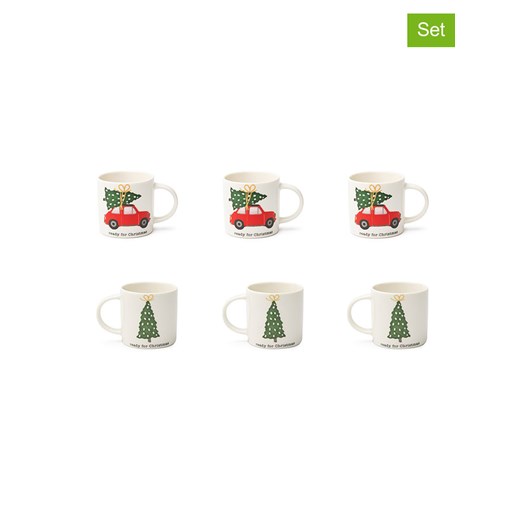Trendy Kitchen by EXCÉLSA Filiżanki (6 szt.) w kolorze biało-zielonym do kawy - 100 ml ze sklepu Limango Polska w kategorii Filiżanki - zdjęcie 177623089