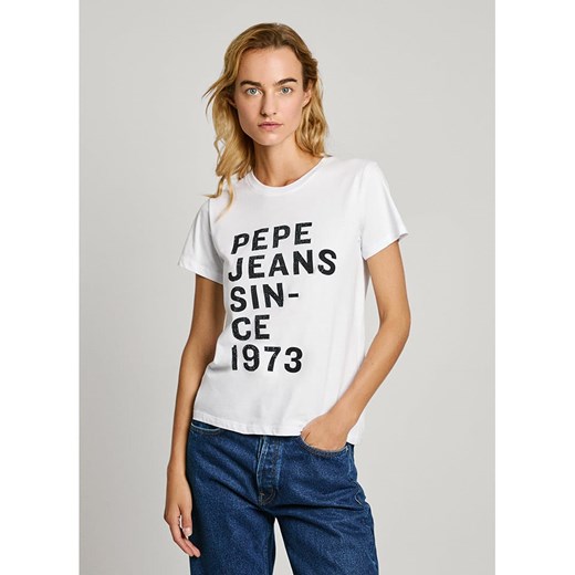 Pepe Jeans Koszulka w kolorze białym ze sklepu Limango Polska w kategorii Bluzki damskie - zdjęcie 177624368