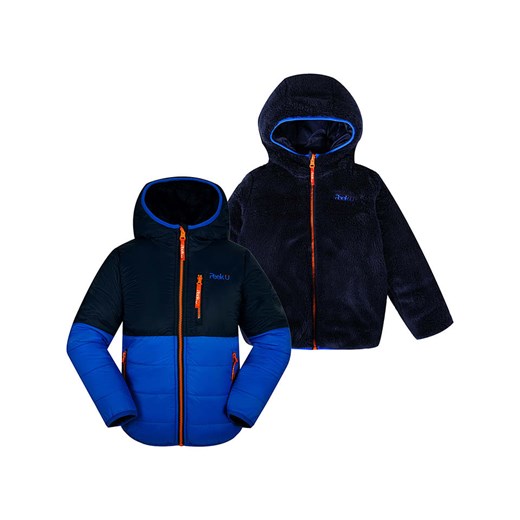 Peek U Dwustronna kurtka pikowana &quot;Wolf&quot; w kolorze granatowo-niebieskim ze sklepu Limango Polska w kategorii Kurtki chłopięce - zdjęcie 177625276