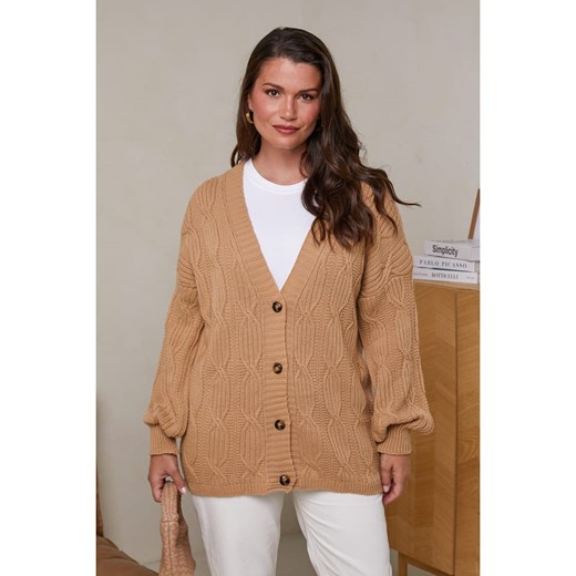 Curvy Lady Kardigan w kolorze jasnobrązowym ze sklepu Limango Polska w kategorii Swetry damskie - zdjęcie 177630057