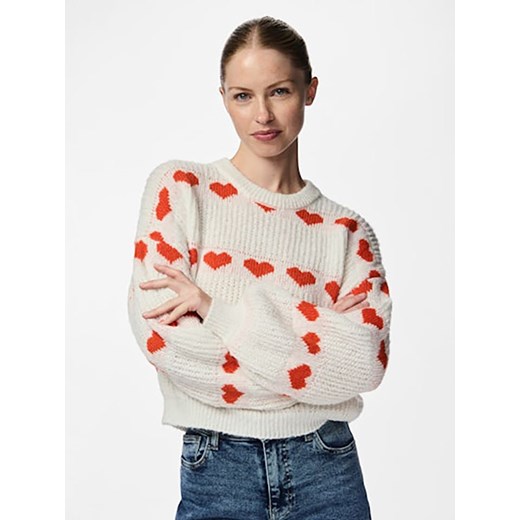 Pieces Sweter w kolorze biało-czerwonym ze sklepu Limango Polska w kategorii Swetry damskie - zdjęcie 177631287