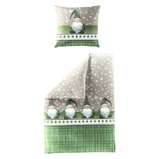 Bierbaum Komplet pościeli flanelowej w kolorze zielono-beżowym ze sklepu Limango Polska w kategorii Pościele - zdjęcie 177632837